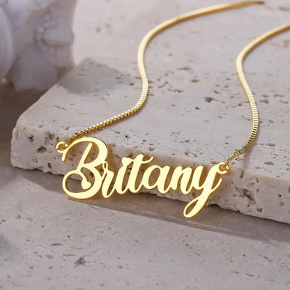 Personalized Box Chain Name Necklace Optional Font Fashion Custom Nameplate Stainless Steel Women Clavicle Jewelry