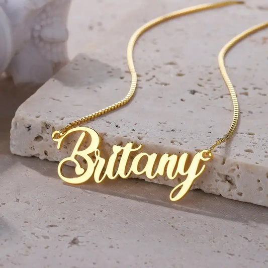 Personalized Box Chain Name Necklace Optional Font Fashion Custom Nameplate Stainless Steel Women Clavicle Jewelry