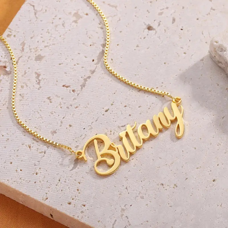Personalized Box Chain Name Necklace Optional Font Fashion Custom Nameplate Stainless Steel Women Clavicle Jewelry