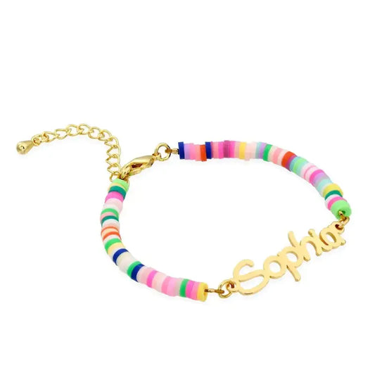 Personalized Children’s Rainbow Beaded Name Bracelet