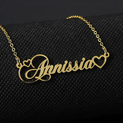 Personalized Heart Name Necklaces Customized Cursive Script Name Necklaces High Quality Stainless steel Jewelry