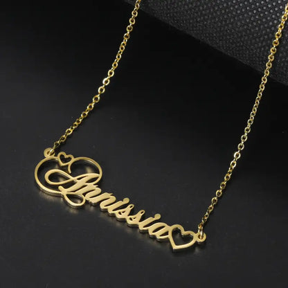 Personalized Heart Name Necklaces Customized Cursive Script Name Necklaces High Quality Stainless steel Jewelry