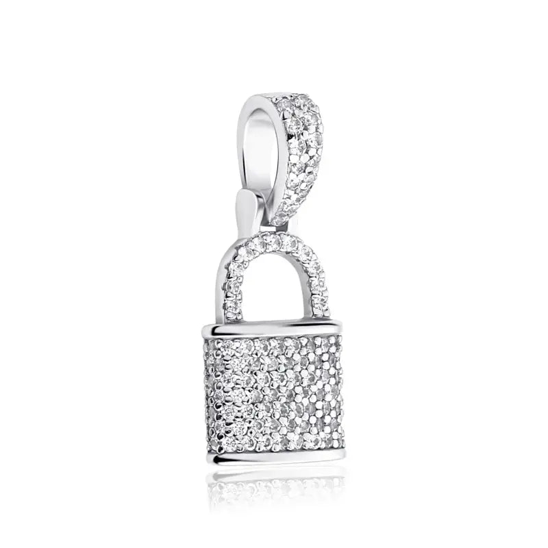 Personalized Lock Pendant Box Chain Necklace with Cubic Zirconia | 925 Sterling Silver - Jewelry