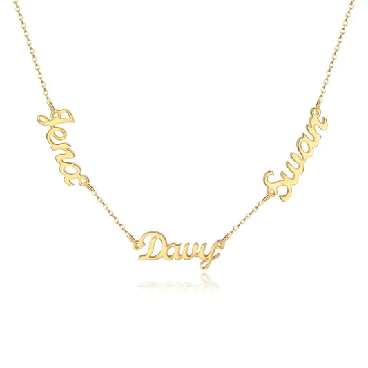 Personalized Three-Name Necklace - Gold