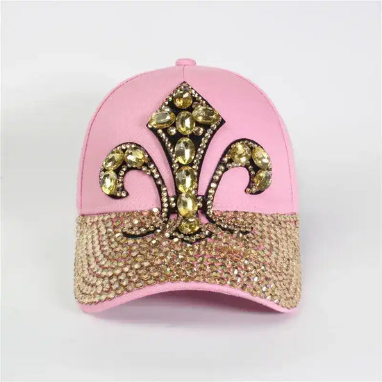 Rhinestone Crown Cap - Fuschia - Grace Pink - Hat