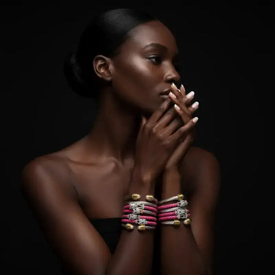 Elegant Cable Bangle Collection with Gemstone Accents - Jewelry