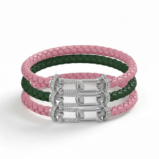 Pink & Green Sisterhood Bond Bangle Stack - Trio - 3 pieces - Jewelry