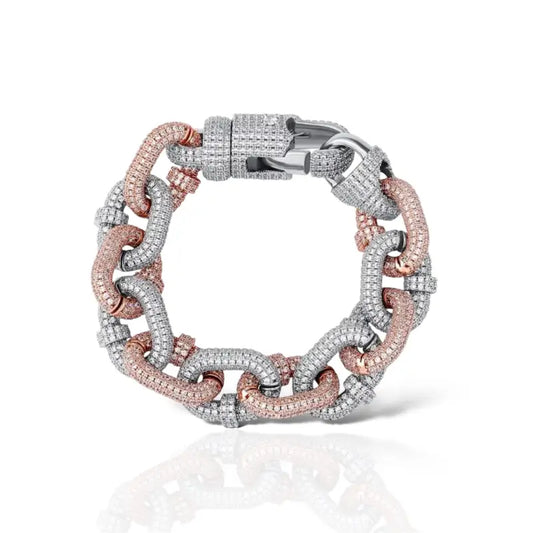 Pipe Dreams Pavé Cuban Chain Bracelet 17mm - Rose Gold | Silver / 7in - Jewelry