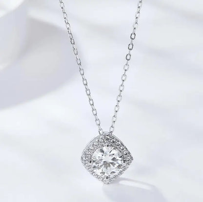 Princess Moissanite Pendant Necklace - Silver / One Size - Jewelry