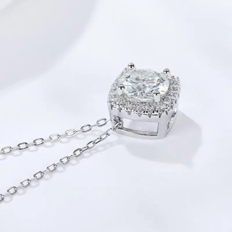 Princess Moissanite Pendant Necklace - Silver / One Size - Jewelry