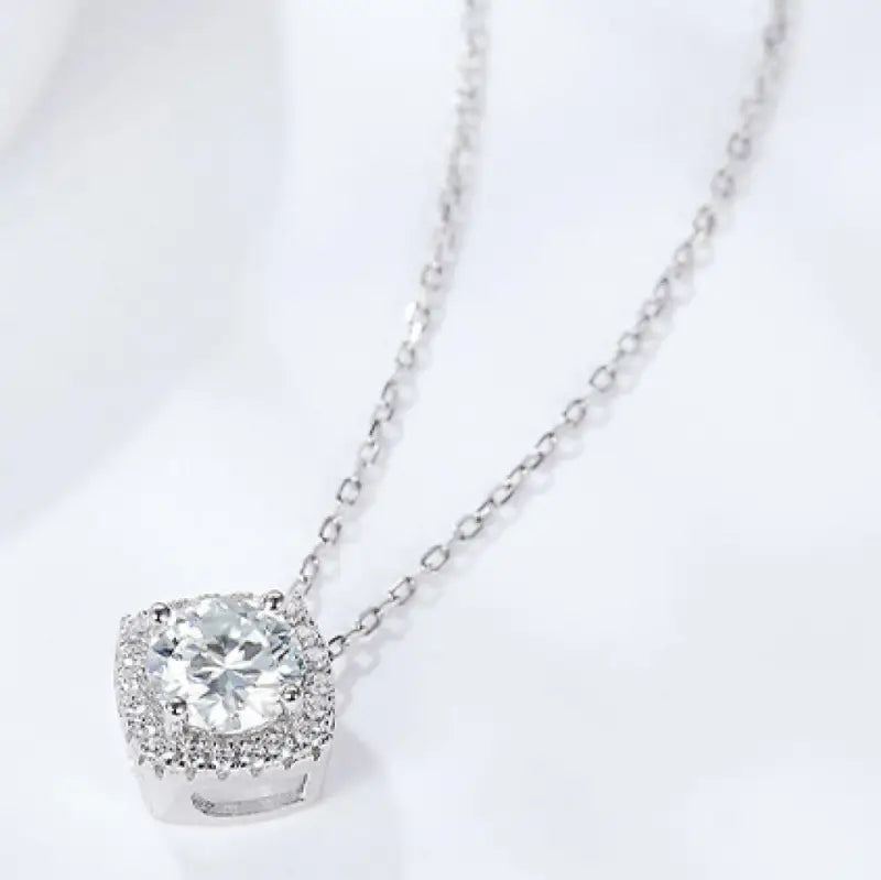 Princess Moissanite Pendant Necklace - Silver / One Size - Jewelry