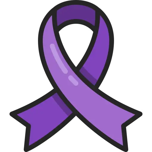 Purple ribbon awareness pin