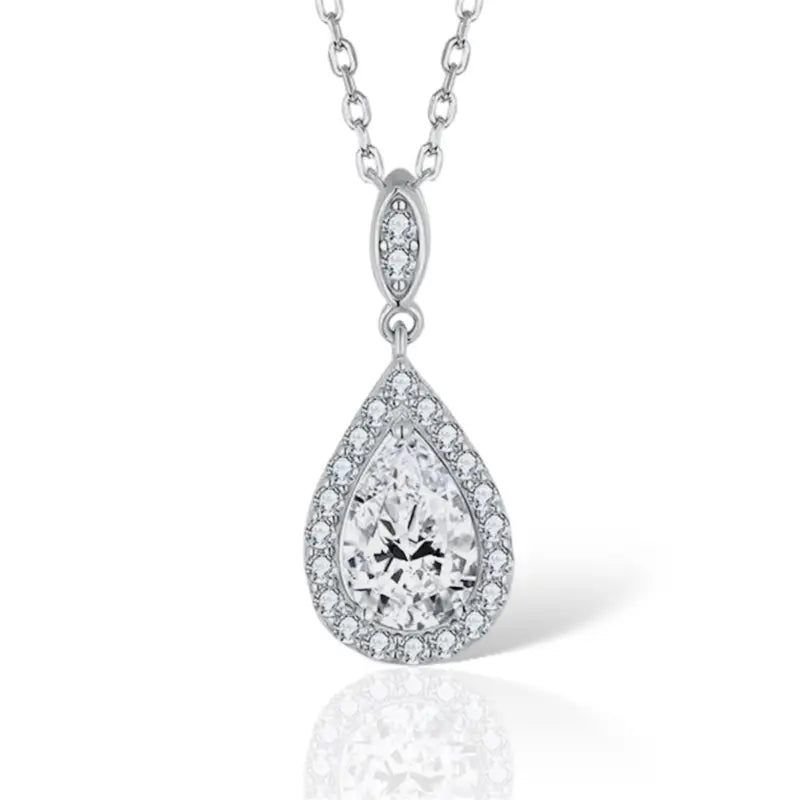 Rachel Moissanite Teardrop Necklace - Silver - Jewelry