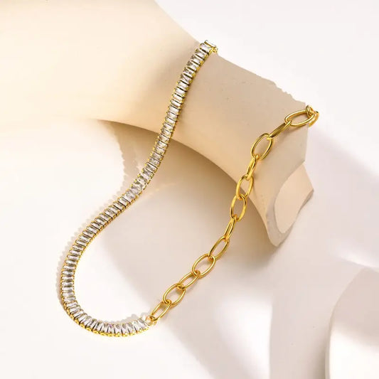 Radiant Balance Paperclip Chain Necklace – Timeless Elegance with a Modern Edge - 18k Gold Plated - Jewelry