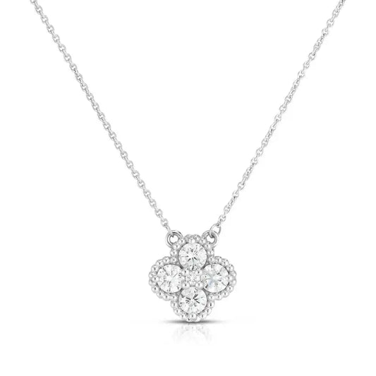 Radiant Clover Pendant Necklace - Silver / 18in