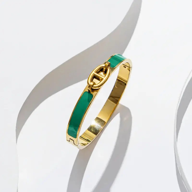 Radiant Enamel Link bangle - Green - Jewelry