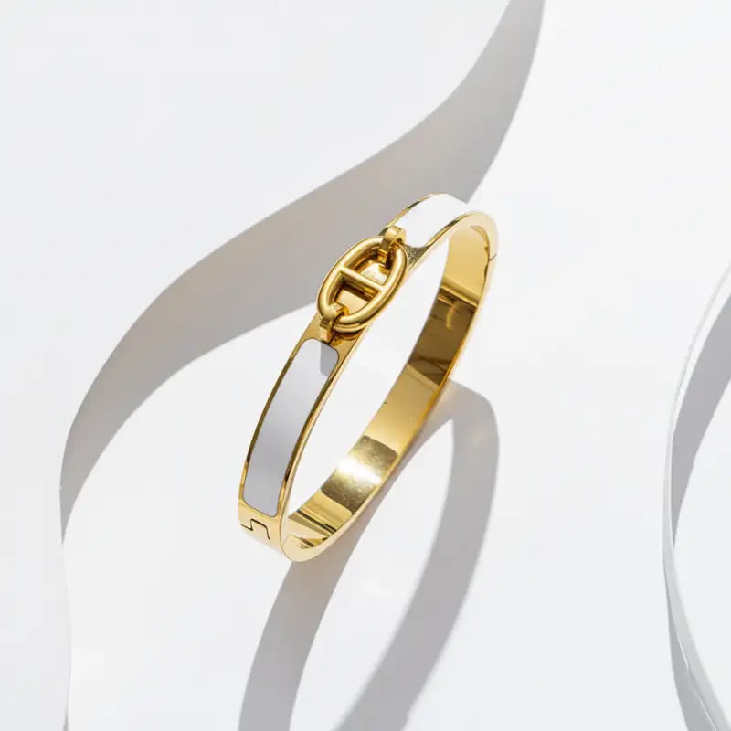 Radiant Enamel Link bangle - White - Jewelry