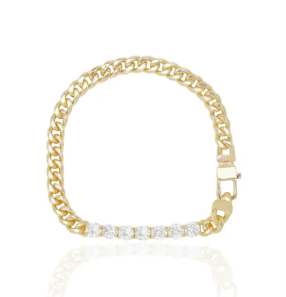 Radiant Refuge Zircon Cuban Chain Bracelet - Jewelry
