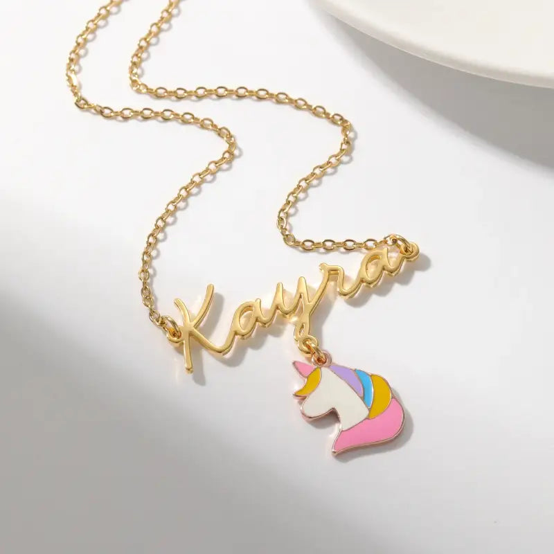 Rainbow Charm Name Necklace: Personalized with a Touch of Whimsy