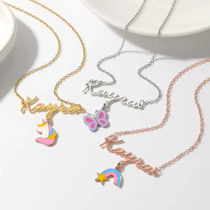 Rainbow Charm Name Necklace: Personalized with a Touch of Whimsy