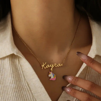 Rainbow Charm Name Necklace: Personalized with a Touch of Whimsy