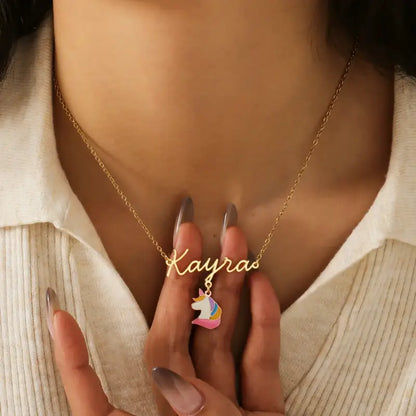 Rainbow Charm Name Necklace: Personalized with a Touch of Whimsy