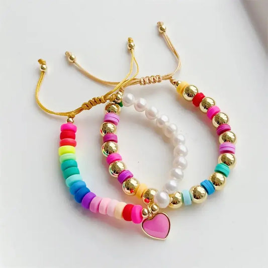 KKBEAD-Heart Charm Bracelet for Girls Boho Summer Beach Freshwater Pearl Bracelets Y2k Jewelry Women