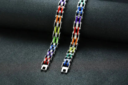 Silicone Stainless Steel Bracelet Men Bangle Rainbow Color 316L Stainless Steel Clasp Bracelet Bracelet For Men Women