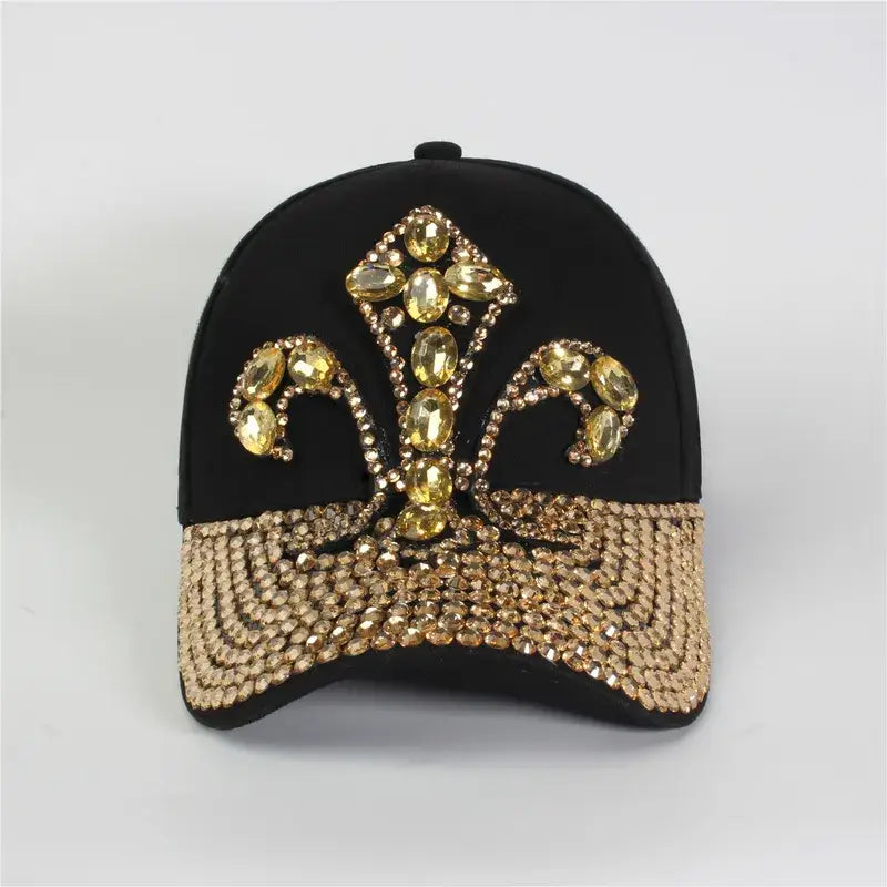 Rhinestone Crown Cap - Fuschia - Boldness Black - Hat