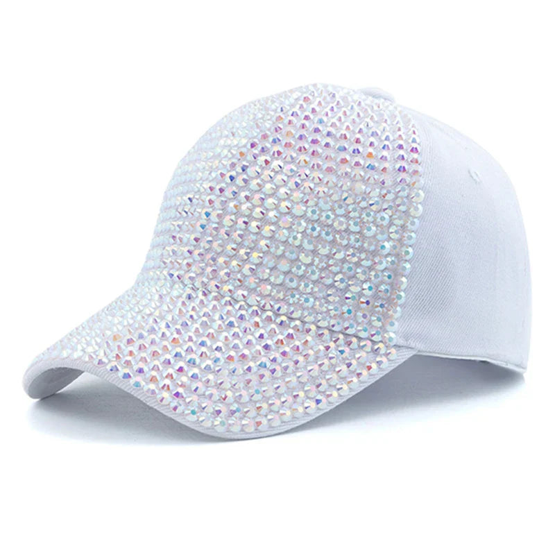 New Women Diamond Inlay Cap Simple Plain Baseball Female Adjustable Casual Outdoor Streetwear Fashion Hat - Colorful