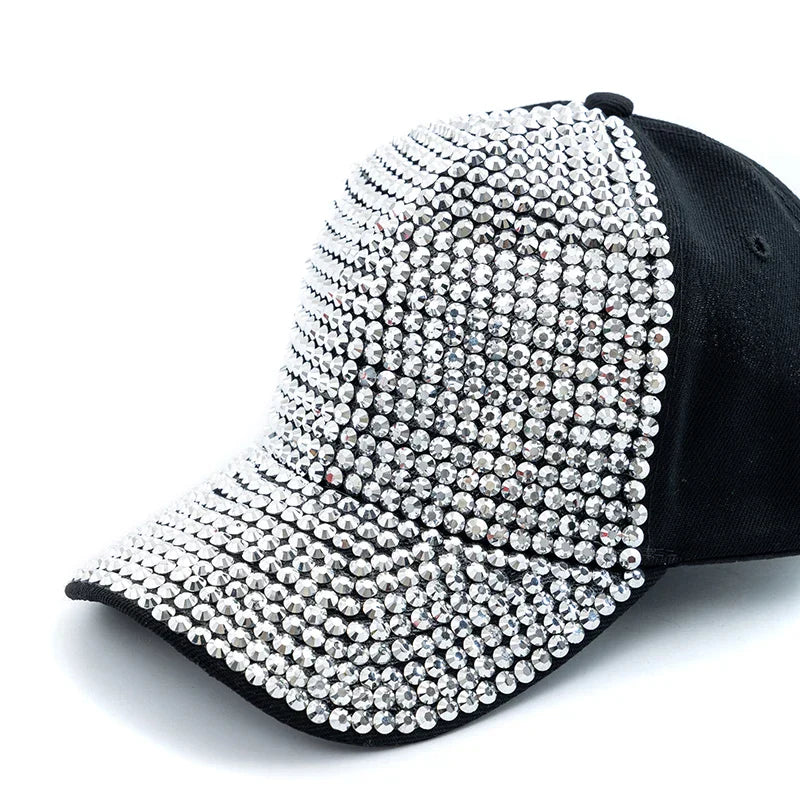 New Women Diamond Inlay Cap Simple Plain Baseball Female Adjustable Casual Outdoor Streetwear Fashion Hat