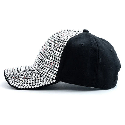 New Women Diamond Inlay Cap Simple Plain Baseball Female Adjustable Casual Outdoor Streetwear Fashion Hat