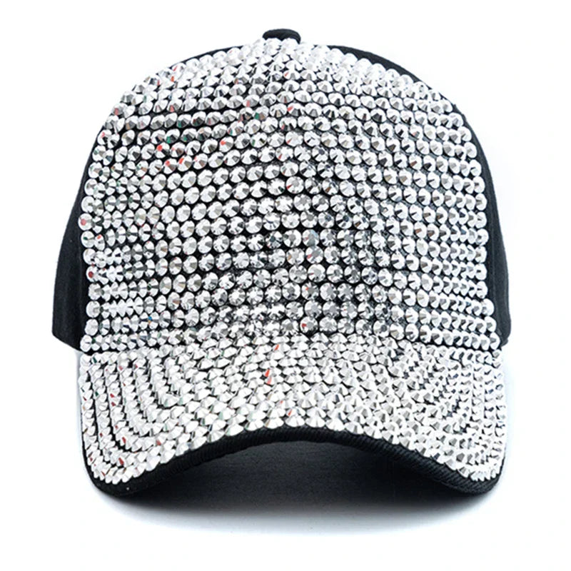 New Women Diamond Inlay Cap Simple Plain Baseball Female Adjustable Casual Outdoor Streetwear Fashion Hat