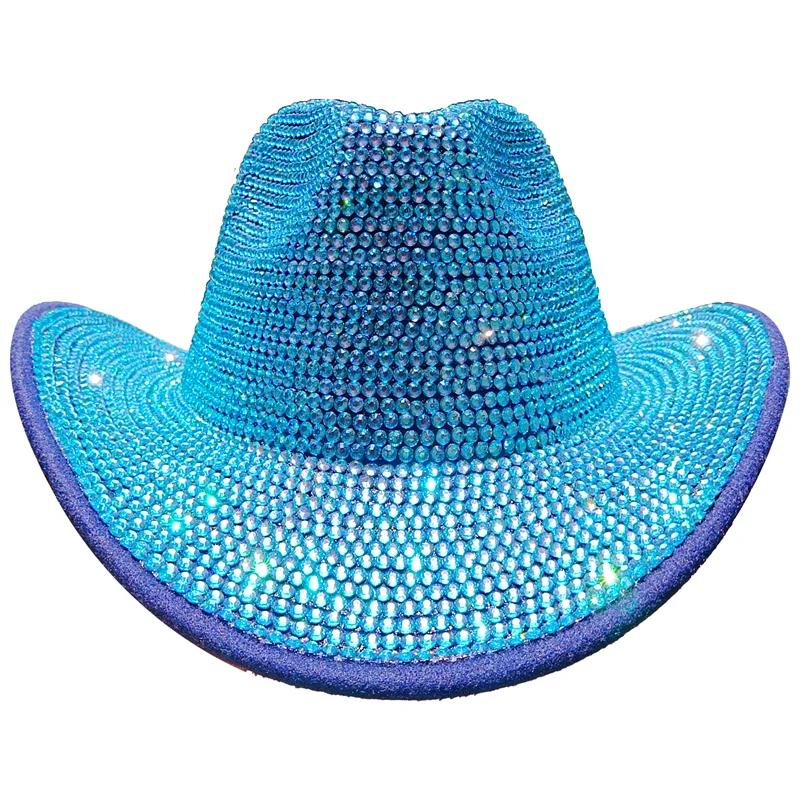 Rhinestone Cowboy Hat New Fedora Panama Men’s Jazz Party Stage Performance Female шляпаженская - 57 / 56-58cm / CHINA