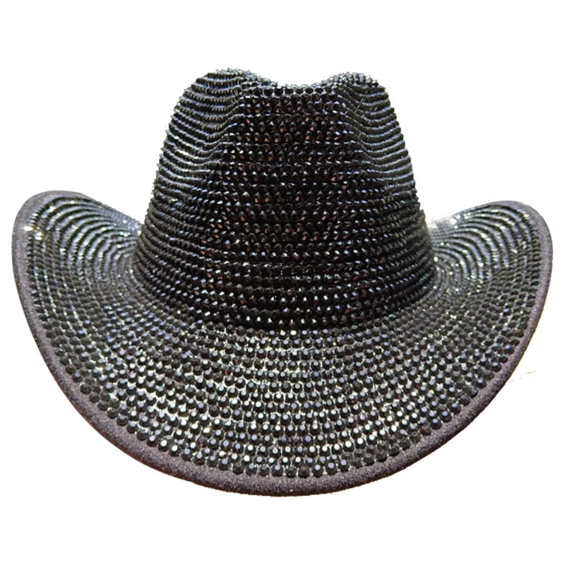 Rhinestone Cowboy Hat New Fedora Panama Men’s Jazz Party Stage Performance Female шляпаженская - 56 / 56-58cm / CHINA