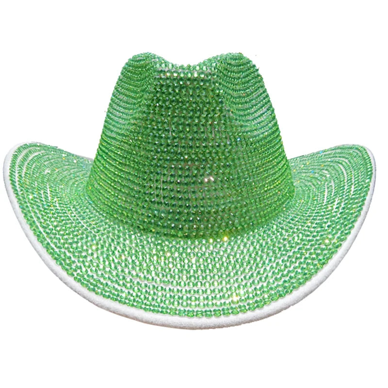 Rhinestone Cowboy Hat New Fedora Panama Men’s Jazz Party Stage Performance Female шляпаженская - 54 / 56-58cm / CHINA