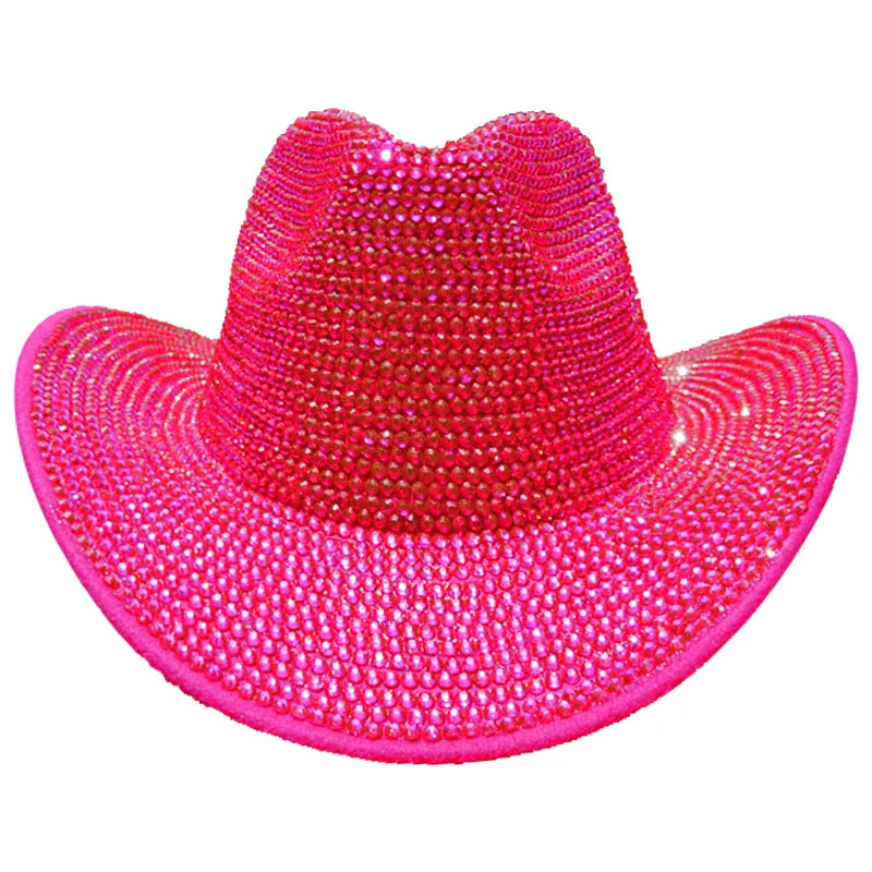 Rhinestone Cowboy Hat New Fedora Panama Men’s Jazz Party Stage Performance Female шляпаженская - 53 / 56-58cm / CHINA