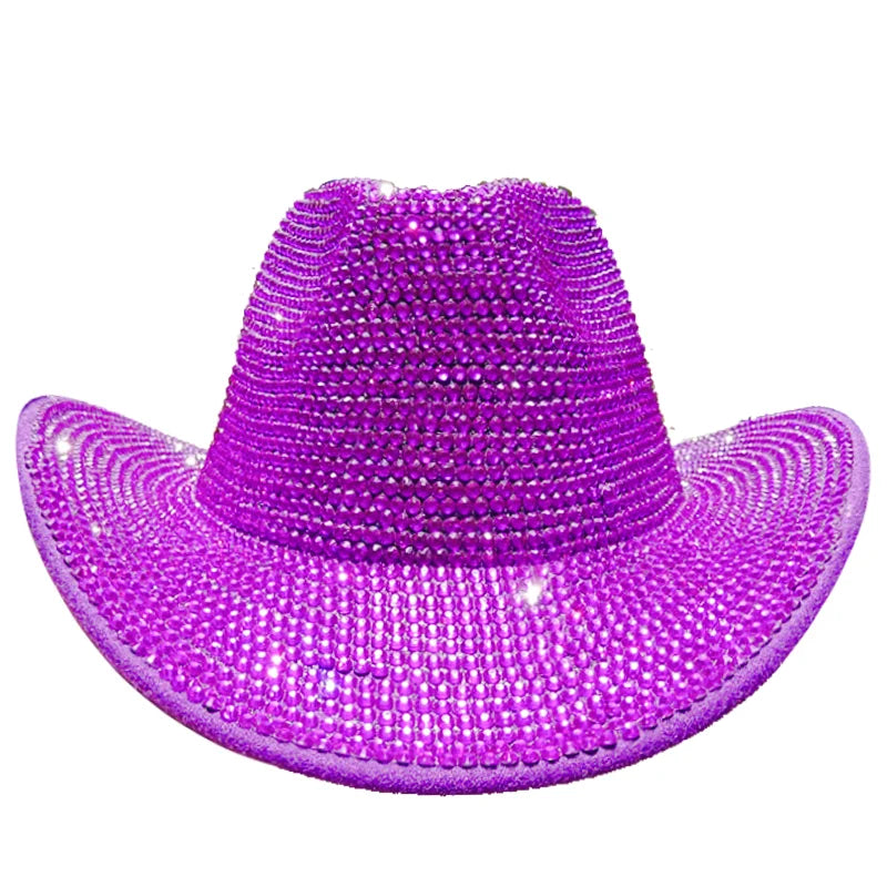 Rhinestone Cowboy Hat New Fedora Panama Men’s Jazz Party Stage Performance Female шляпаженская - 52 / 56-58cm / CHINA