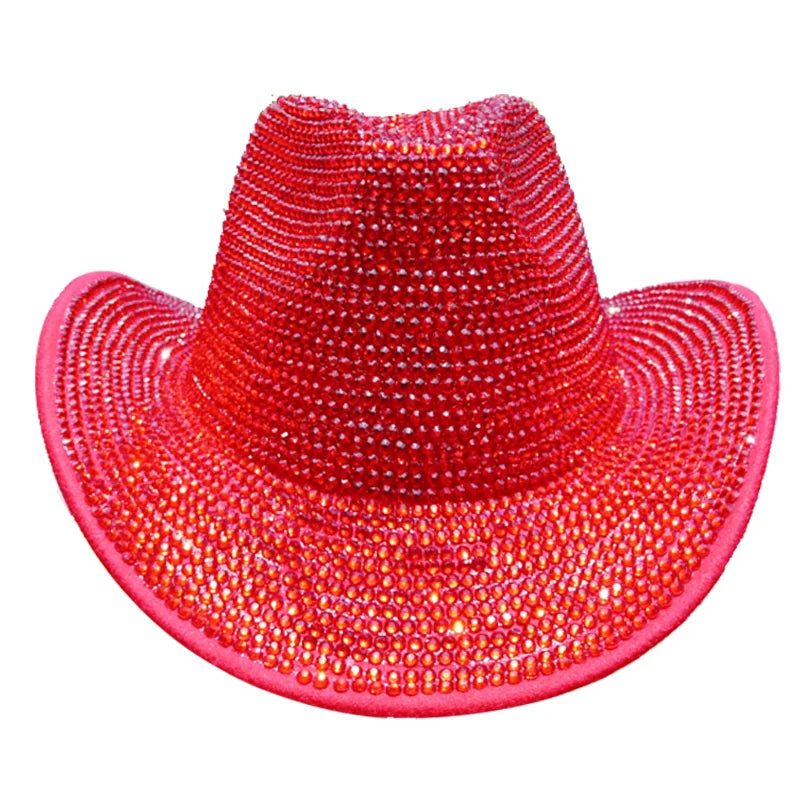 Rhinestone Cowboy Hat New Fedora Panama Men’s Jazz Party Stage Performance Female шляпаженская - 55 / 56-58cm / CHINA