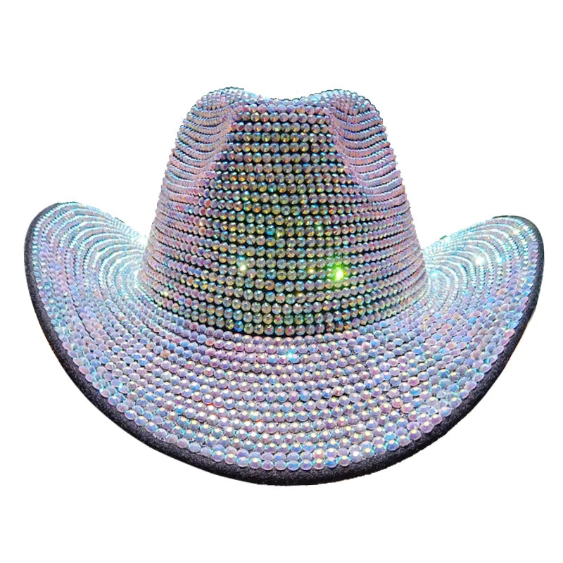 Rhinestone Cowboy Hat New Fedora Panama Men’s Jazz Party Stage Performance Female шляпаженская - 51 / 56-58cm / CHINA