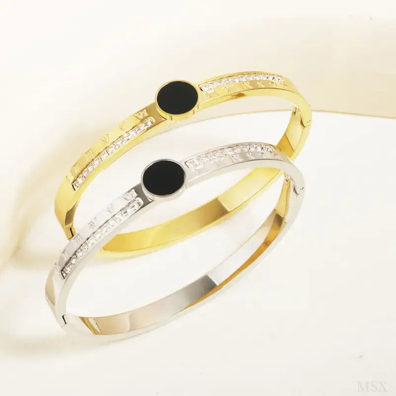 Roman Numeral Designer Bangle Bracelet