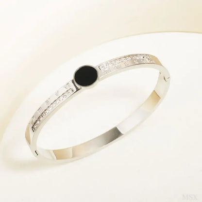 Roman Numeral Designer Bangle Bracelet