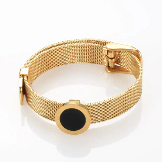 Roman Numeral Mesh Bracelet - Gold