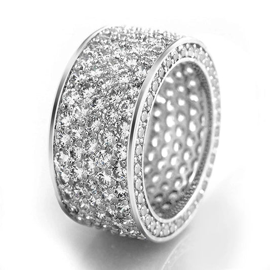 Paved CZ Sparkling Wedding BandMaterial: Brass Cubic Zirconia SIZE: #6 7 8 9 10; WEIGHT: About 7.6g - Jewelry