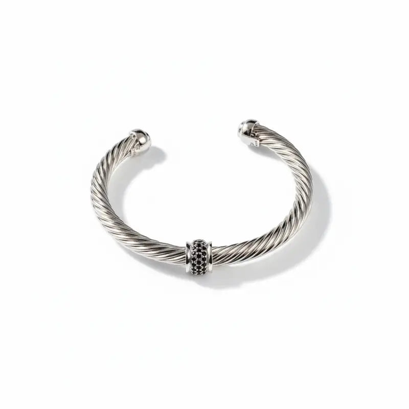 S925 sterling silver 2025 new 7mm round bead bracelet neutral fashion trend retro personality popular simple luxury