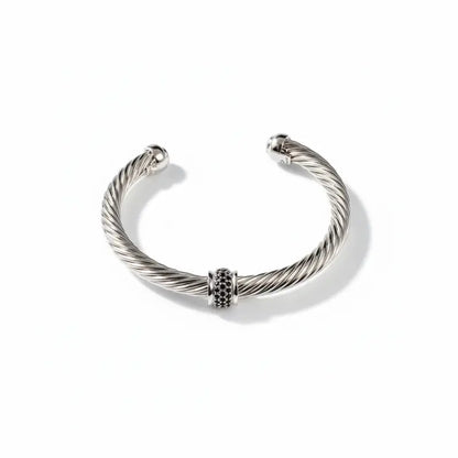 S925 sterling silver 2025 new 7mm round bead bracelet neutral fashion trend retro personality popular simple luxury