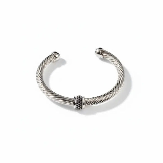 S925 sterling silver 2025 new 7mm round bead bracelet neutral fashion trend retro personality popular simple luxury