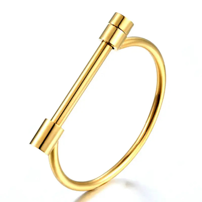 The Saddle Horseshoe Bangle | Stainless Steel & 18k Gold Plated - Gold - Jewelry