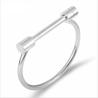 The Saddle Horseshoe Bangle | Stainless Steel & 18k Gold Plated - Silver - Jewelry