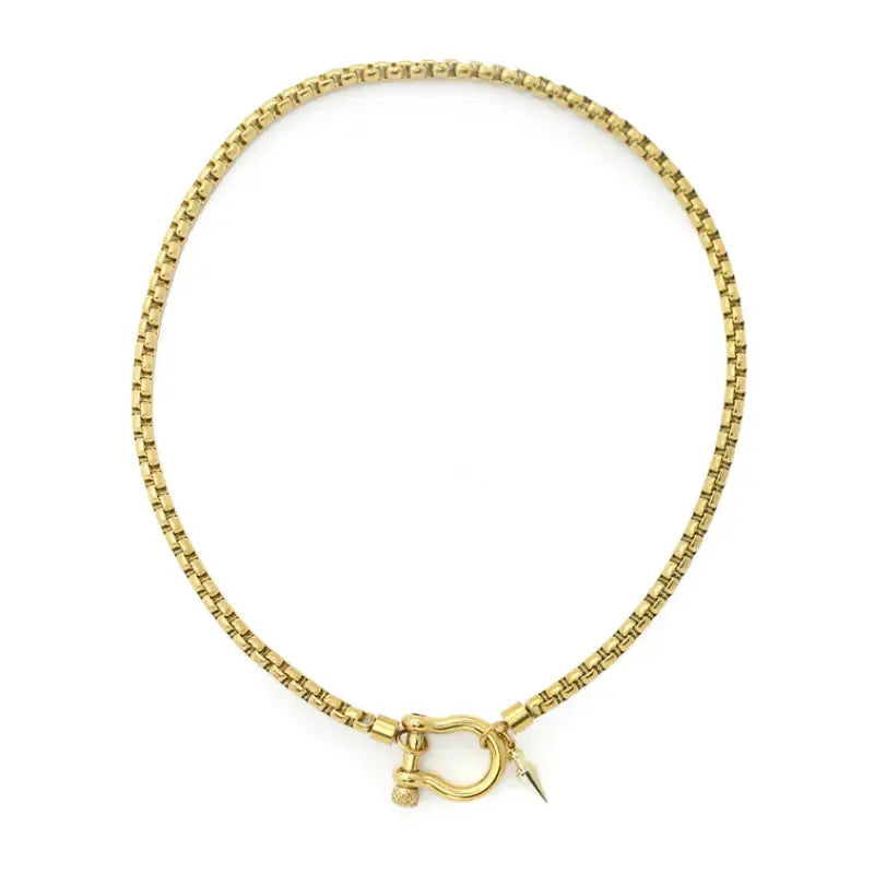 The Saddle Horseshoe Classic with Charm Necklace | 18k Gold Plated - Gold - Jewelry